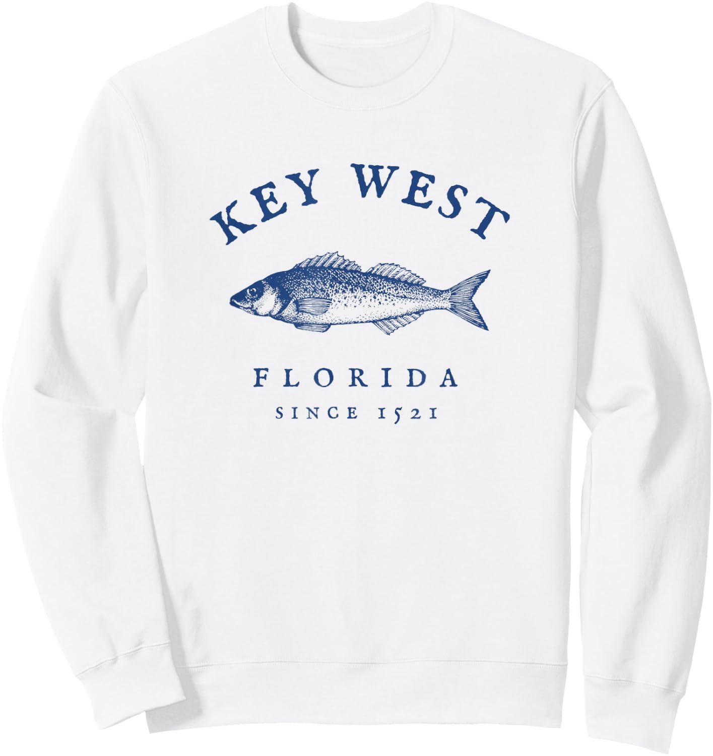 Key West Florida Vintage Fishing Small Sweatshirt - Sweatshirt | White