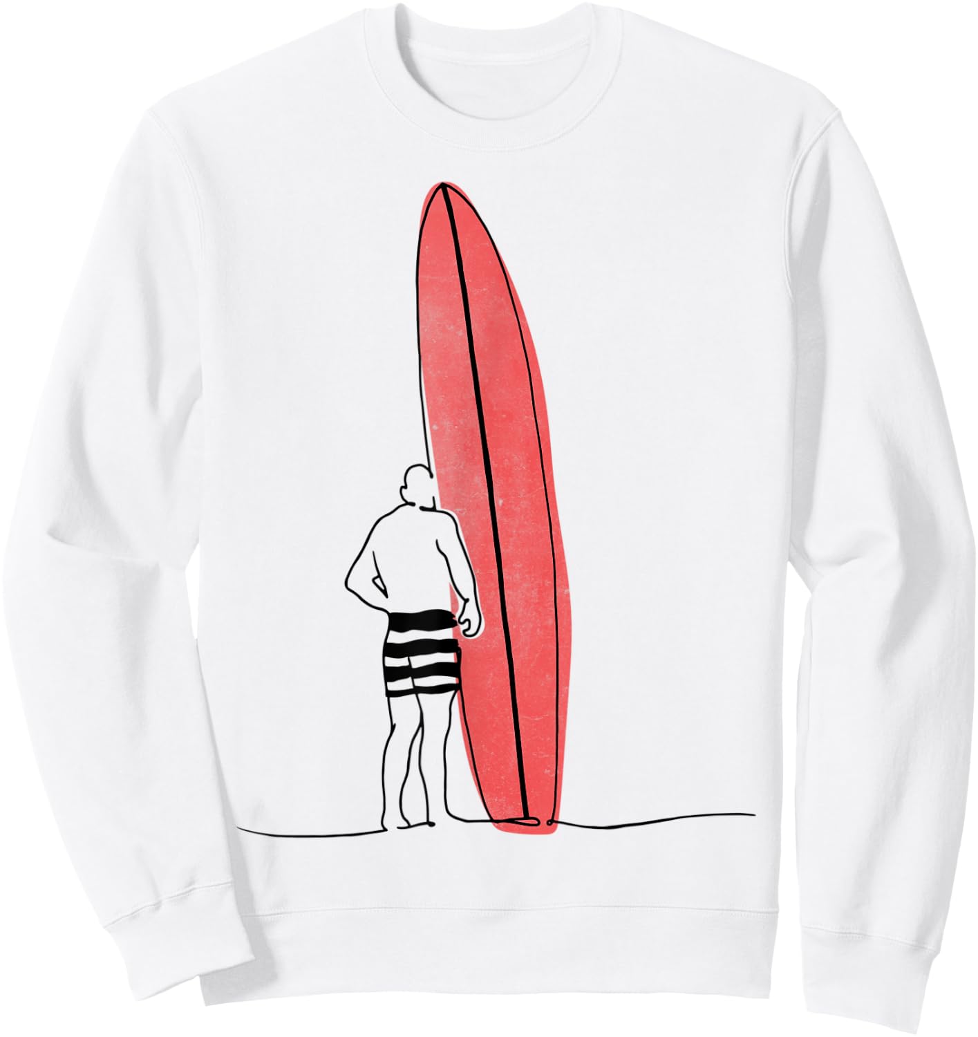 Vintage Minimalist 60s Pipeline Longboard Sunset Surf Sweatshirt - Sweatshirt | White