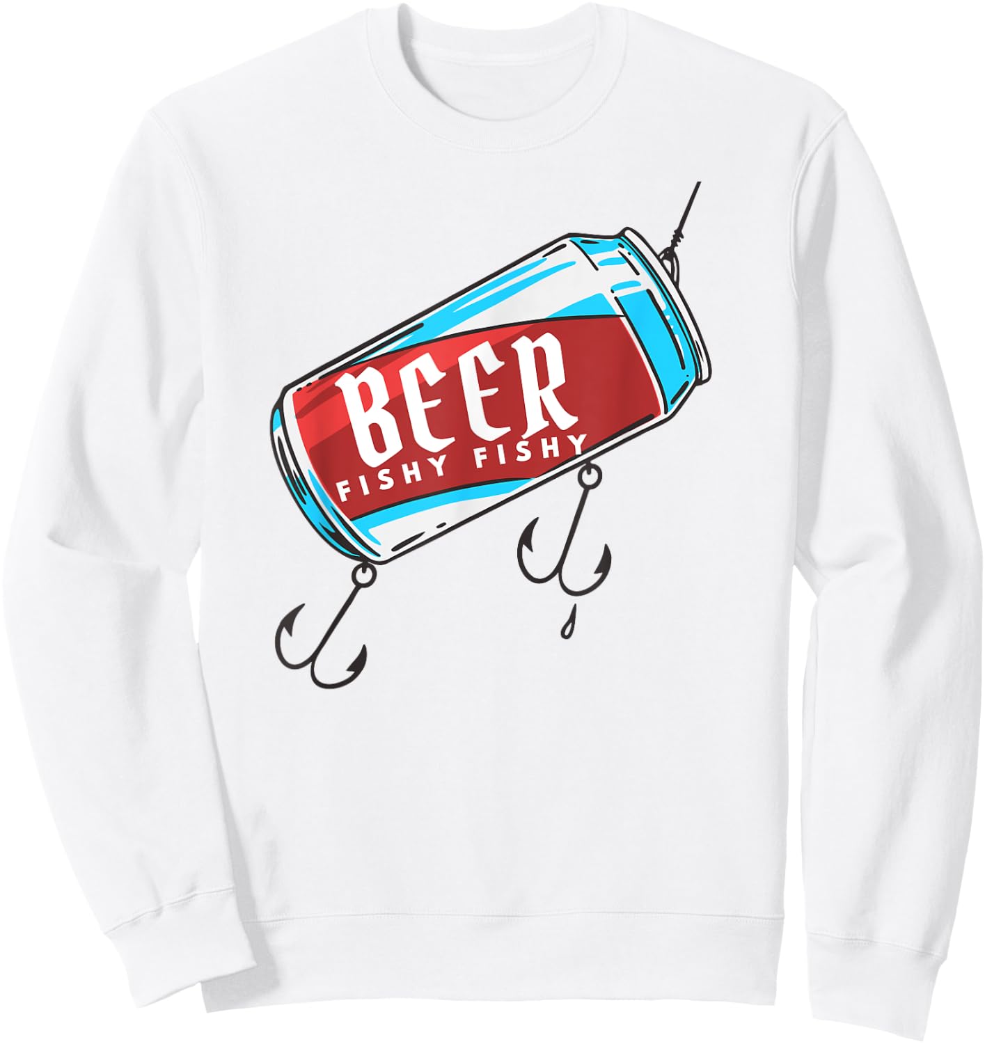 Humor Beer Fishy Fish Hook Sweatshirt - Sweatshirt | White