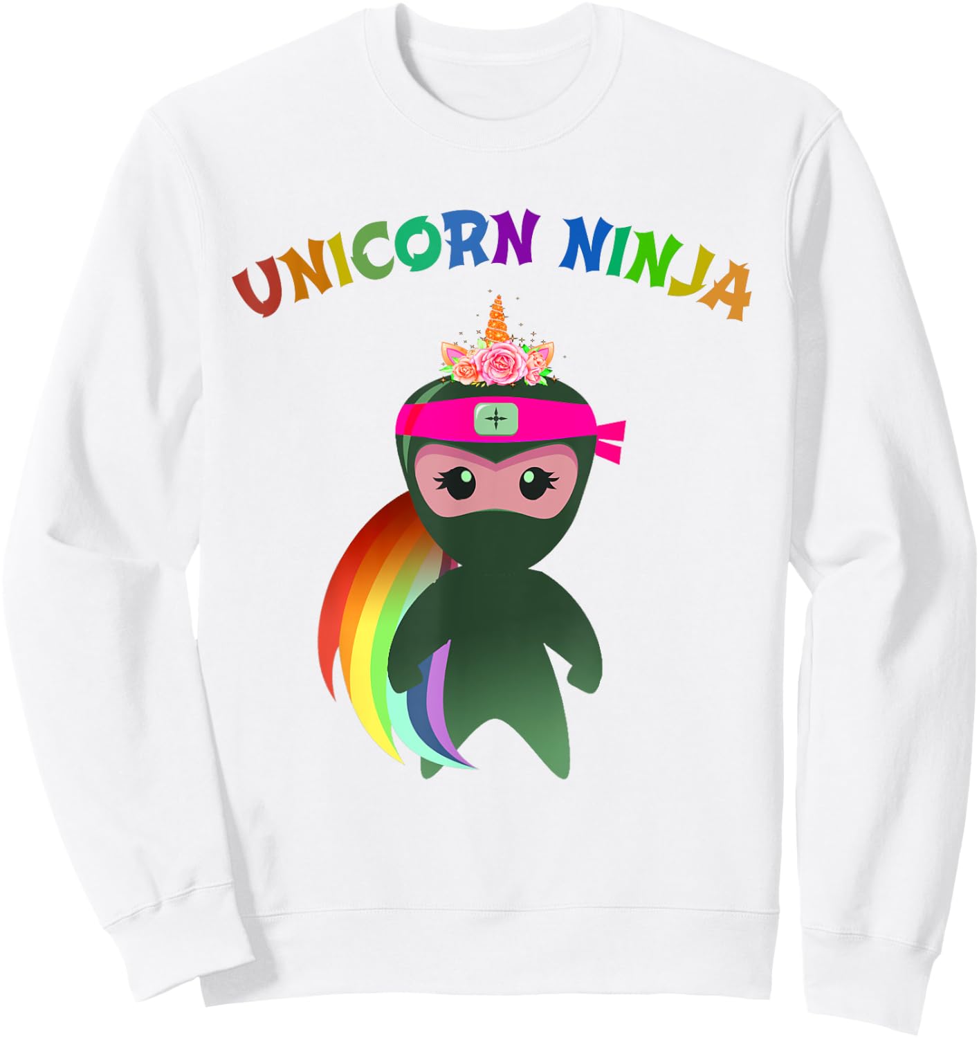 Pink UNICORN NINJA Fancy Dress Spy Girls Kids Mom Teachers Sweatshirt - Sweatshirt | White