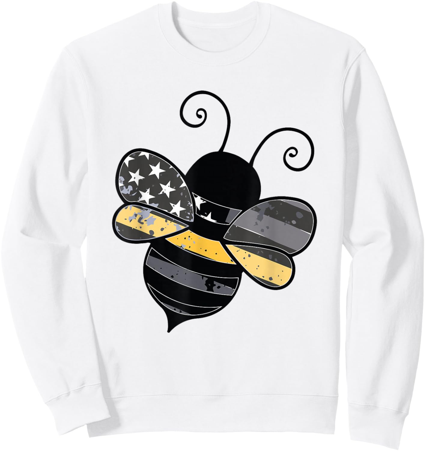 Proud Thin Gold Line Bumble Bee Patriotic 911 Dispatcher Sweatshirt - Sweatshirt | White
