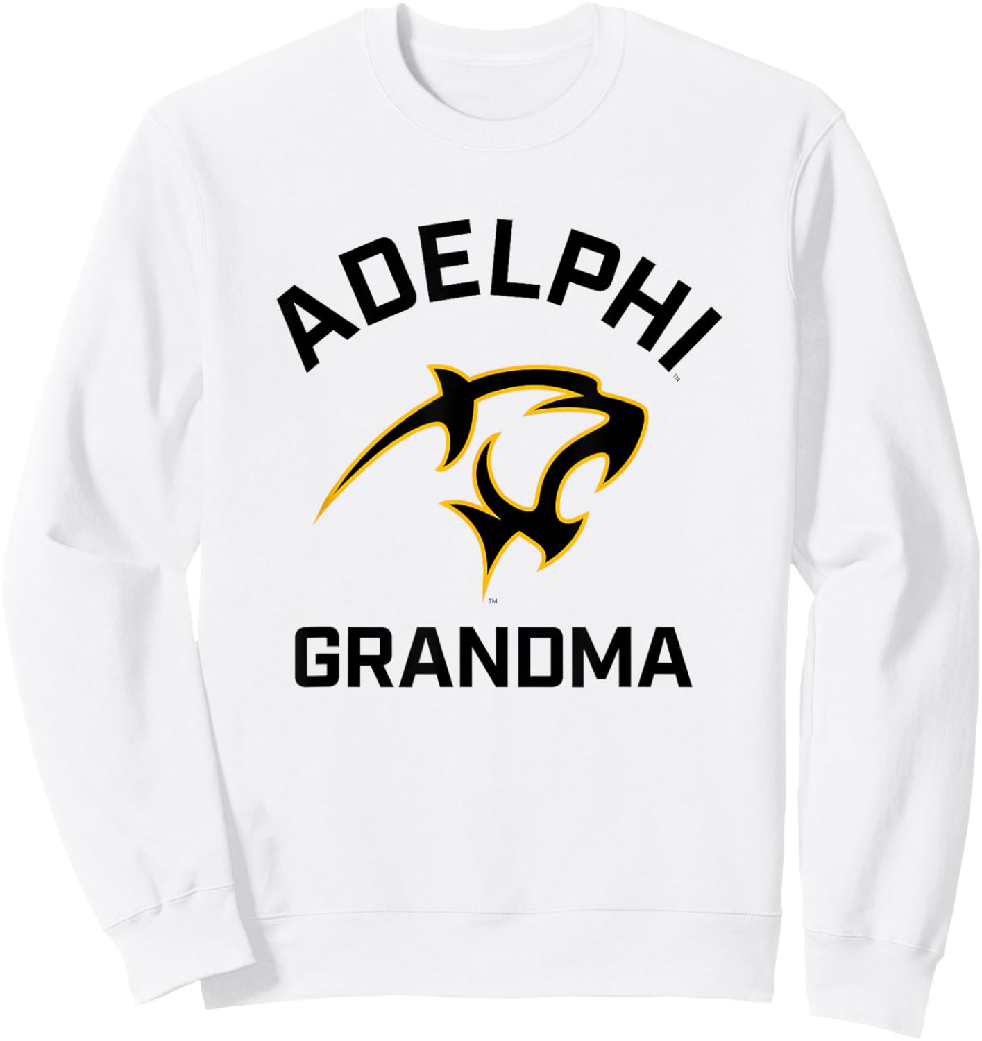 Adelphi University Panthers Arched Grandma Sweatshirt - Sweatshirt | White
