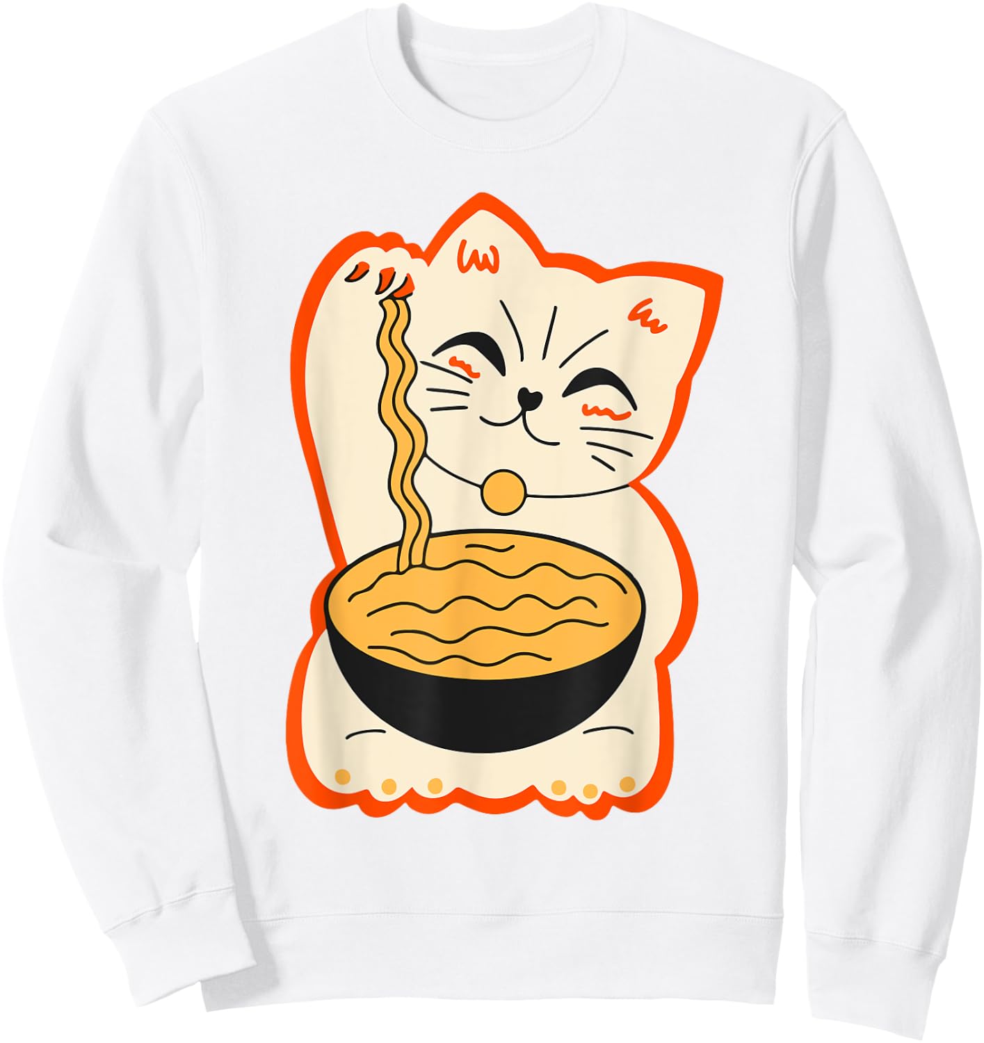 Cute Cat Ramen Teen Girl Women Funny Japanese Neko Kawaii Sweatshirt - Sweatshirt | White