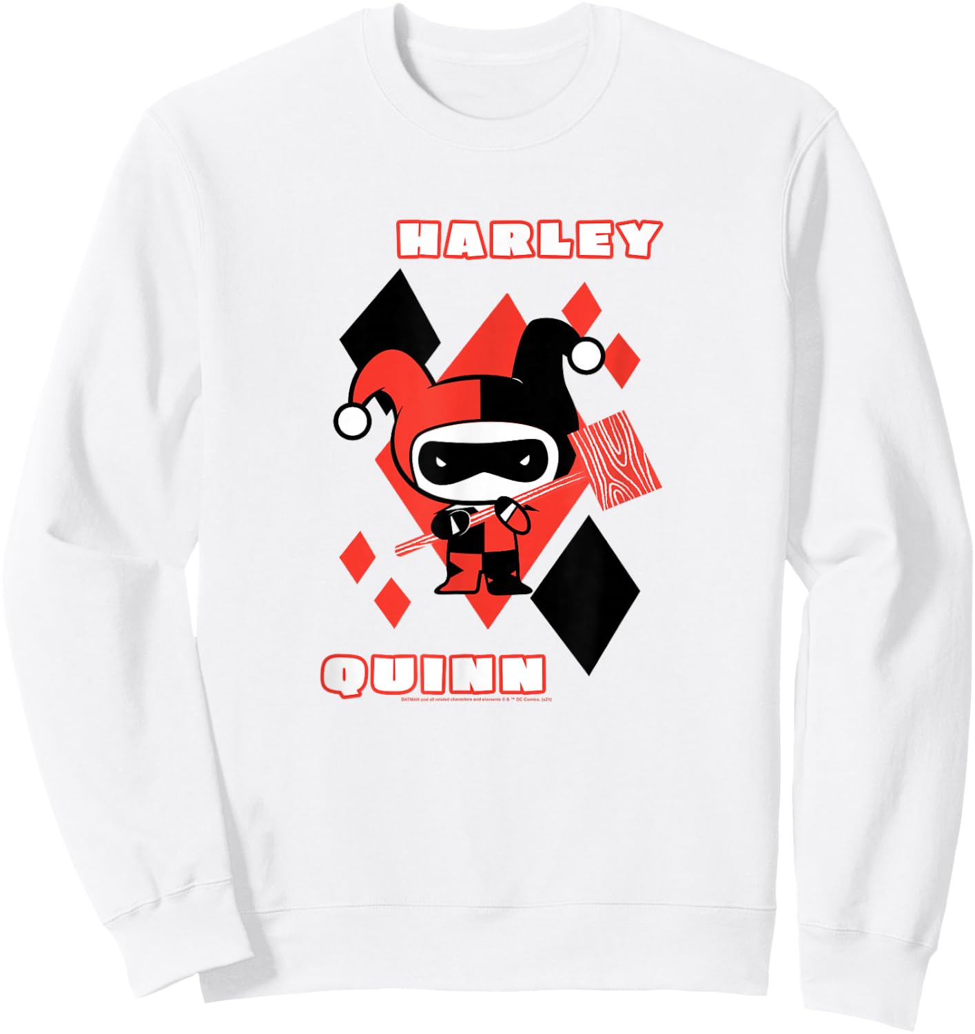 DC Comics Harley Quinn Chibi Diamond Portrait Logo Sweatshirt - Sweatshirt | White