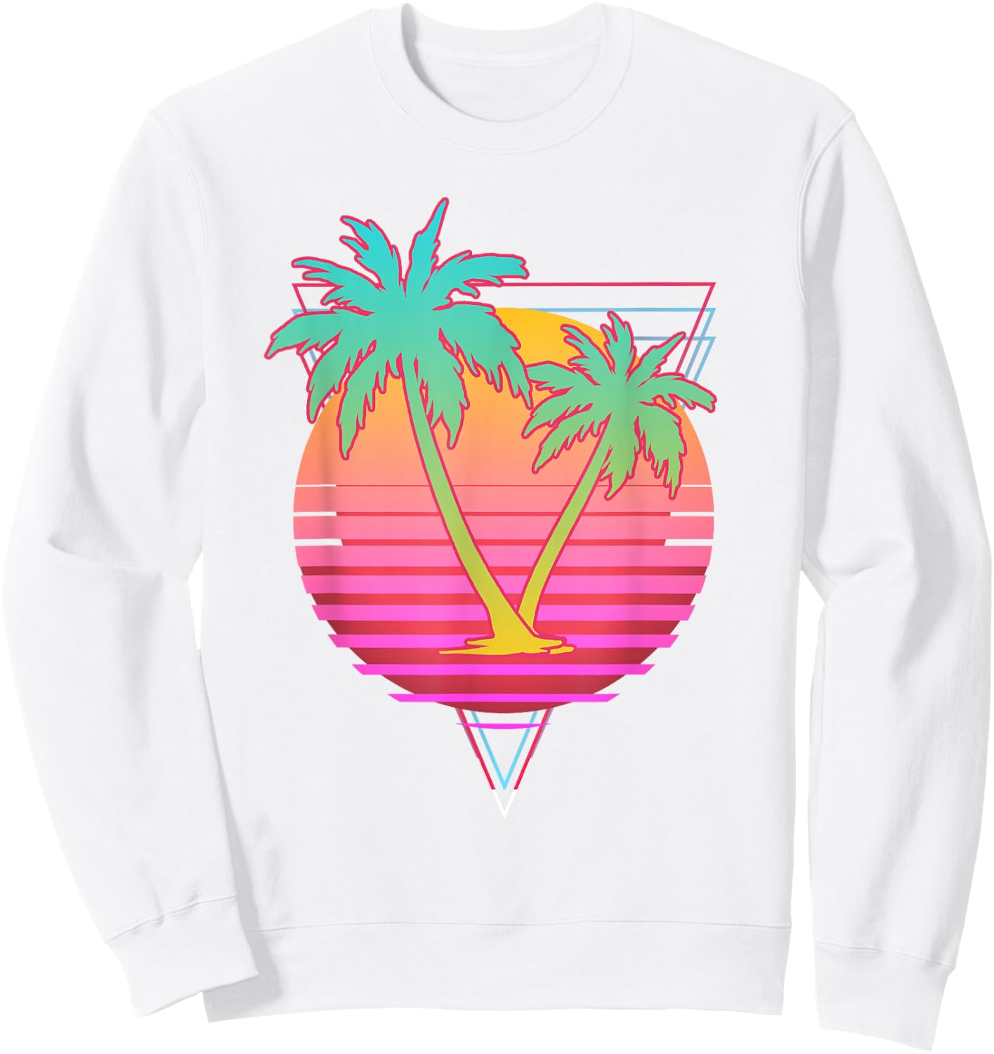 Retro Art 1980s Synthwave Sunset Vaporwave Sweatshirt - Sweatshirt | White