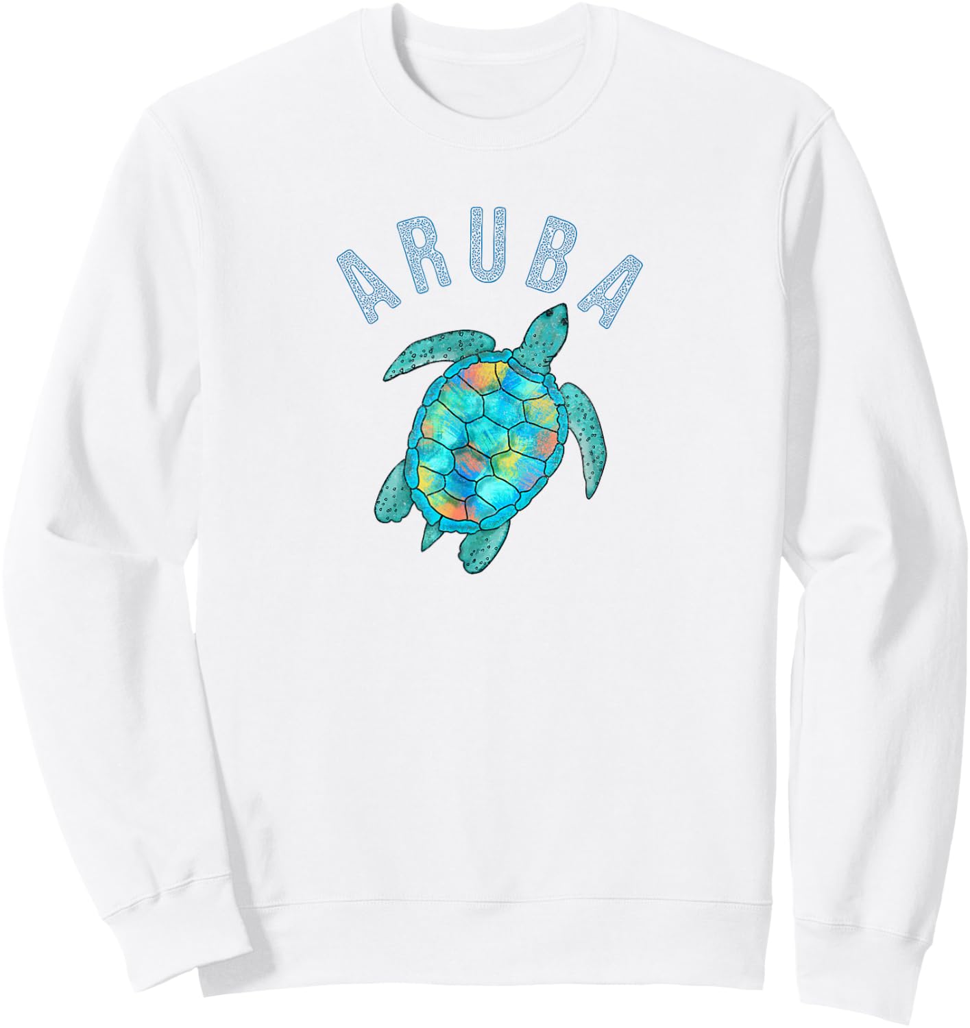 Aruba Beach Design/Sea Turtle Illustration Gift Sweatshirt - Sweatshirt | White