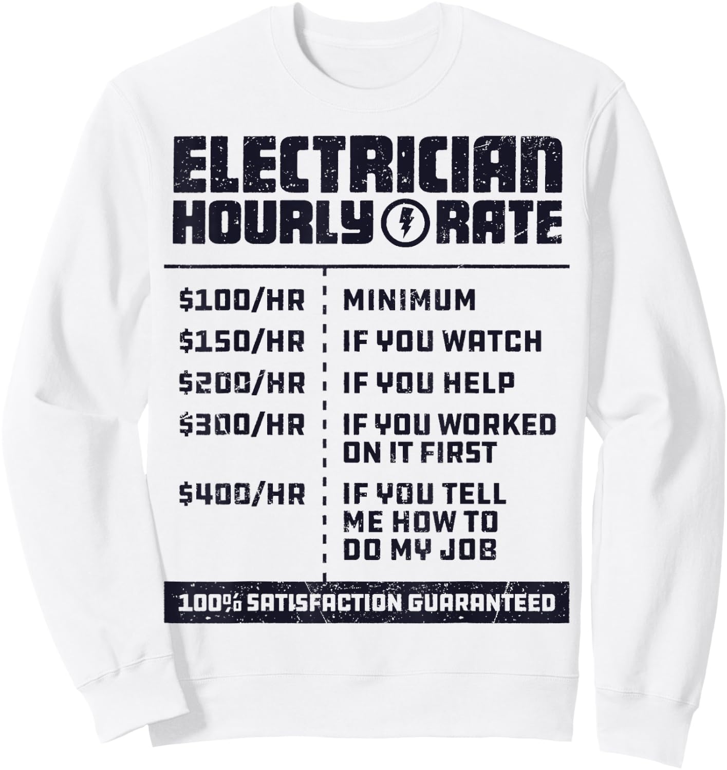 Electrician Hourly Rate Funny Lineman Dad Retro Vintage Men Sweatshirt - Sweatshirt | White