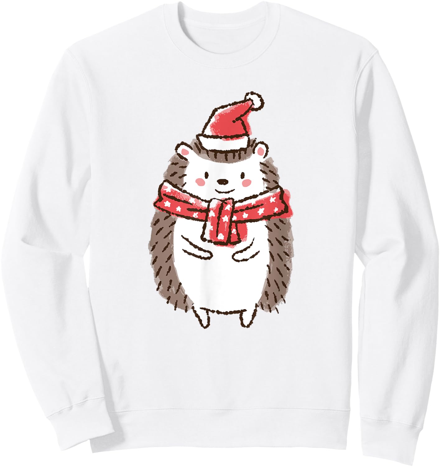 Cute Christmas Hedgehog Holiday Sweatshirt - Sweatshirt | White