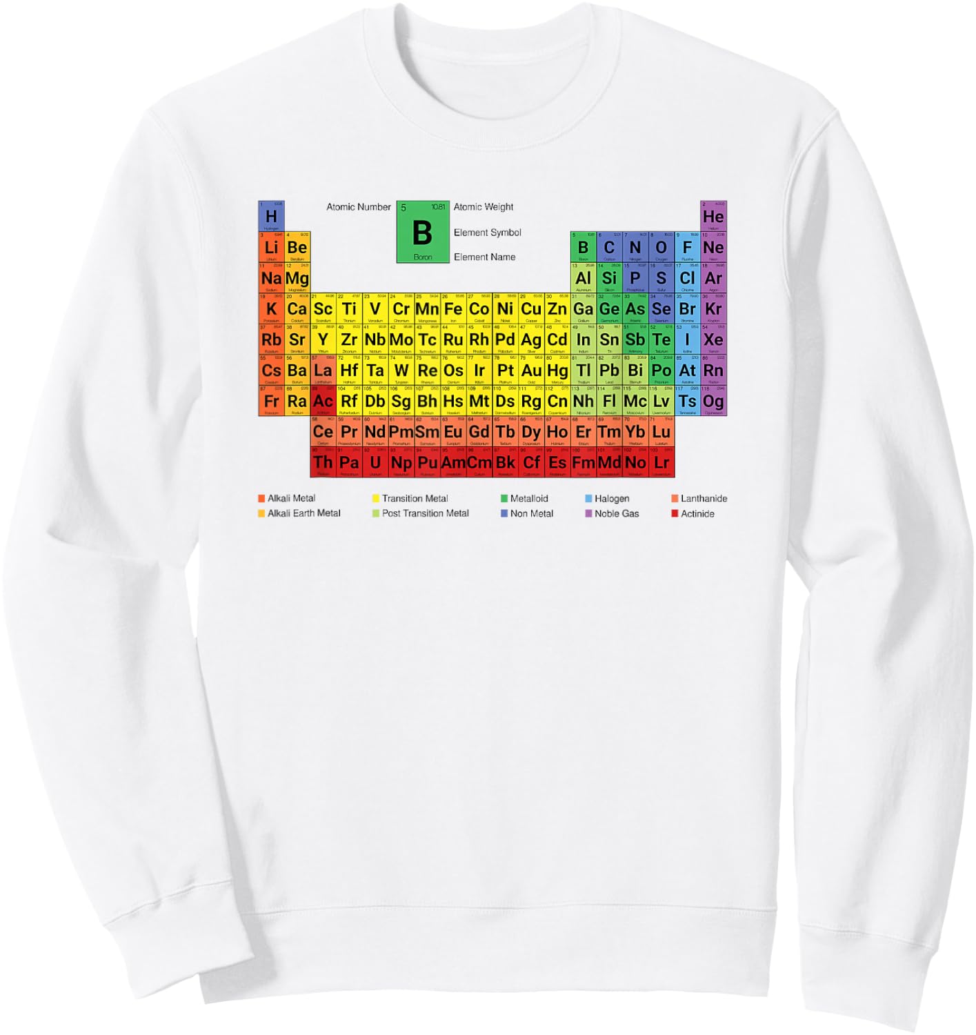 Colorful Periodic Table of Elements with Description Sweatshirt - Sweatshirt | White