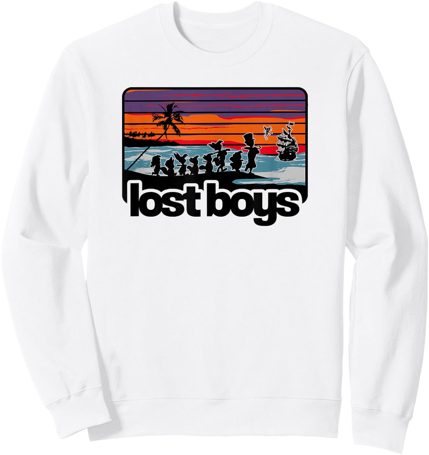 Disney Peter Pan Group Shot Lost Boys Color Stripes Sweatshirt - Sweatshirt | White