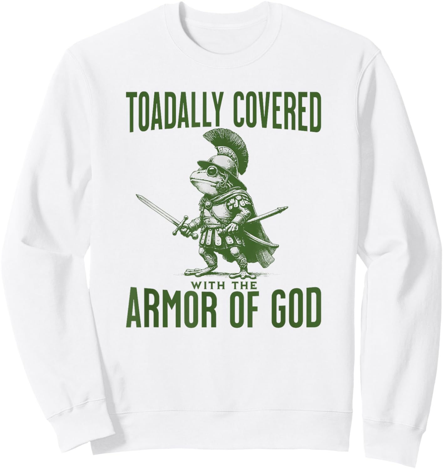 Funny Christian Meme Frog God Armor Bible Verse Jesus Trendy Sweatshirt - Sweatshirt | White