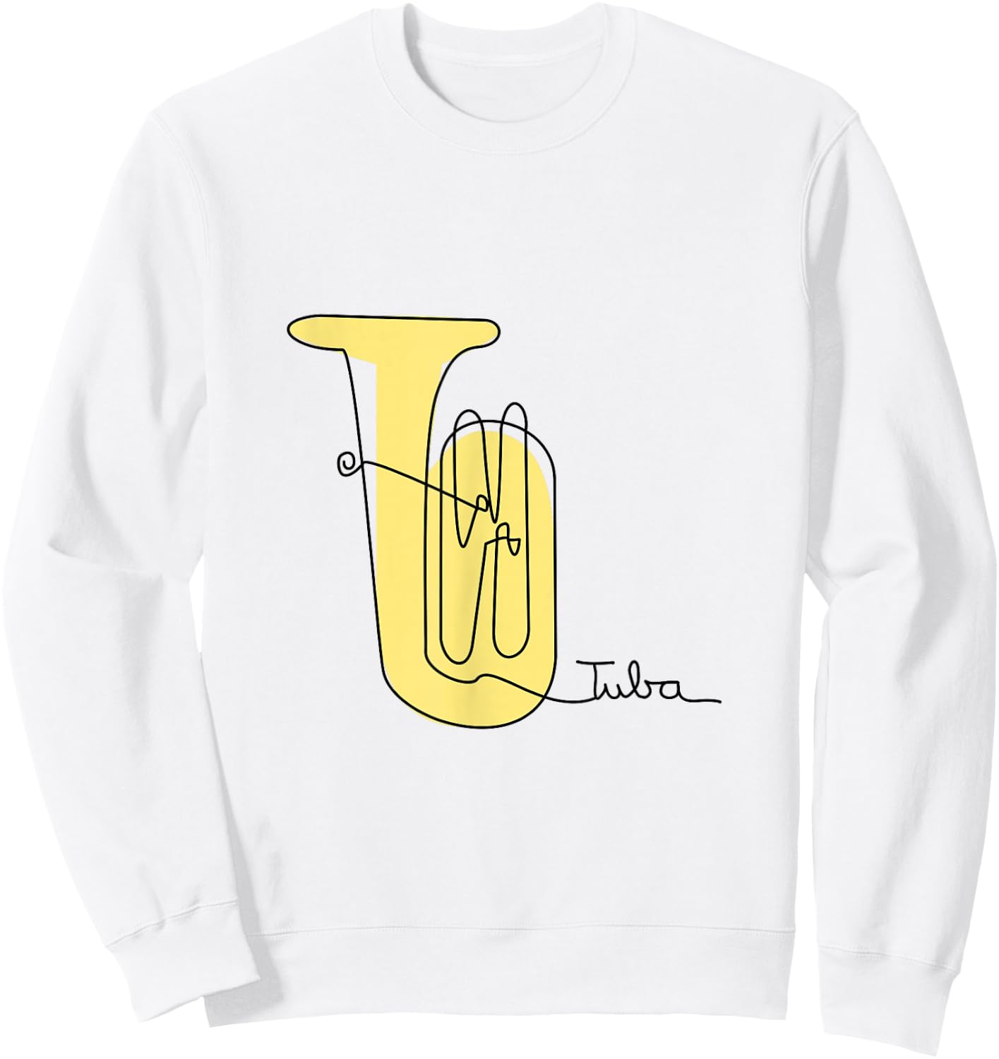 Tubist Brass Music Design One-Line Tuba Sweatshirt - Sweatshirt | White