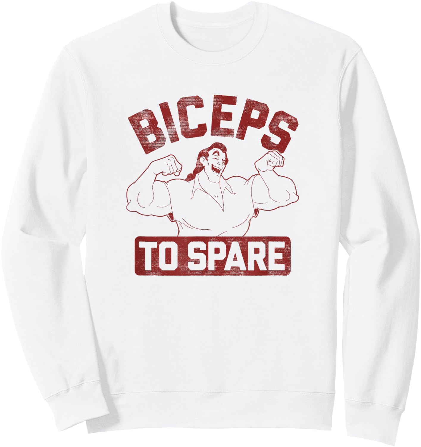 Disney Beauty and The Beast Gaston Outline Biceps to Spare Sweatshirt - Sweatshirt | White