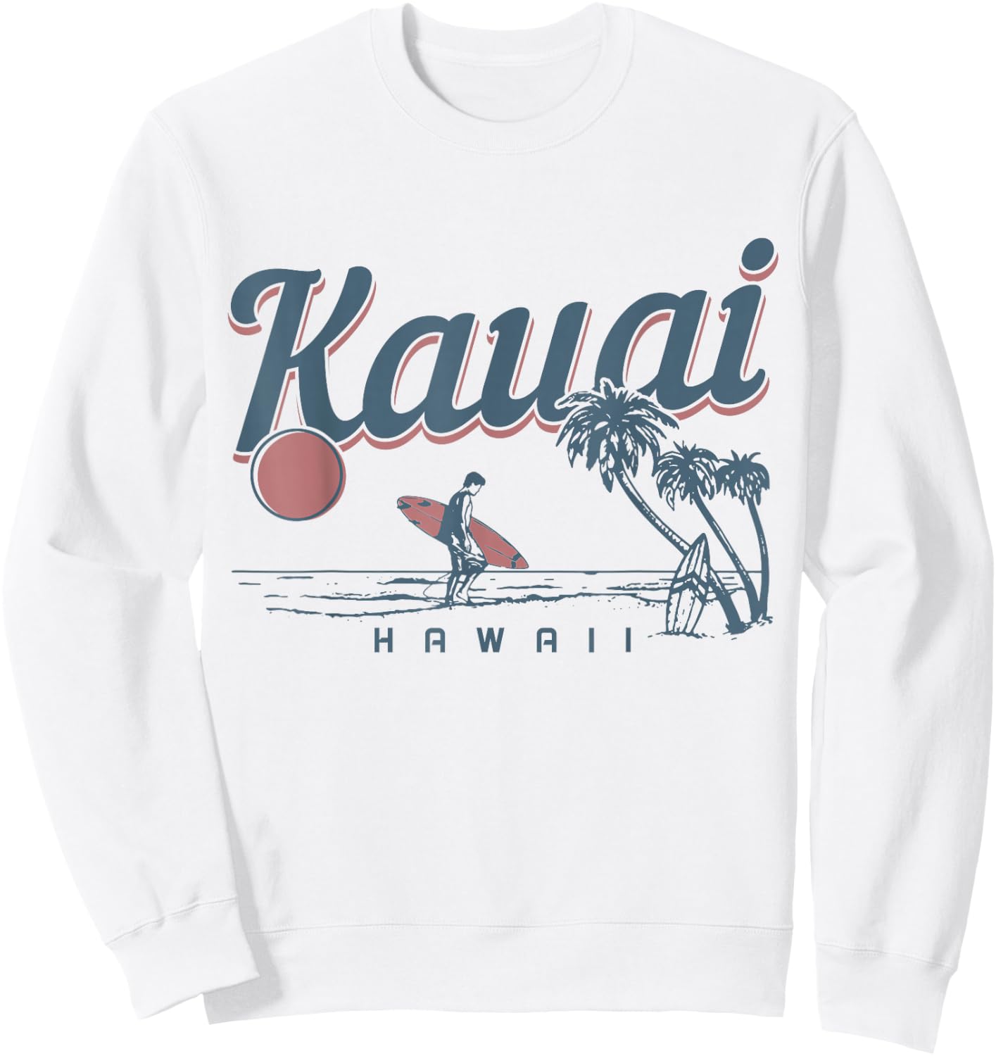 Kauai Hawaii Surf Beach Vintage Souvenir Surfing Surfer Sweatshirt - Sweatshirt | White