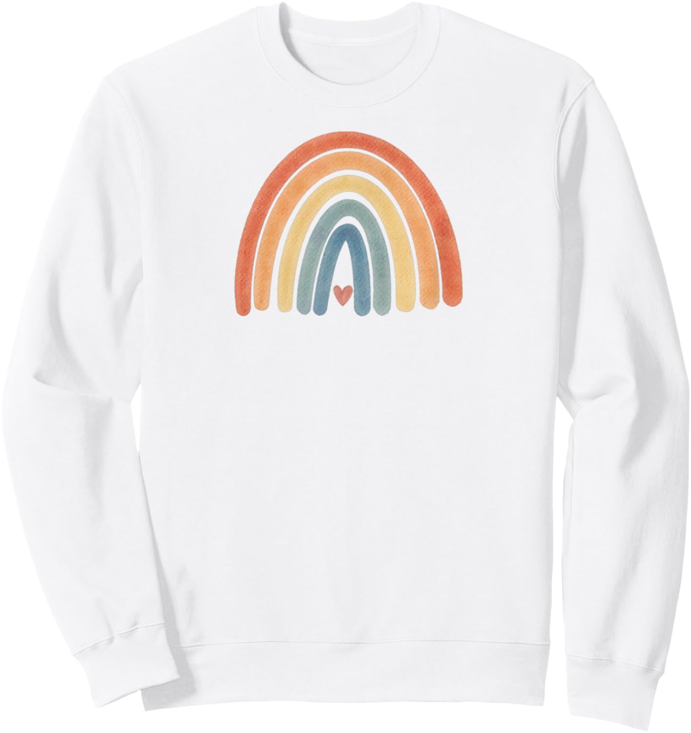Boho Rainbow Heart Minimal Vintage Retro Stripes - Neutral Sweatshirt - Sweatshirt | White