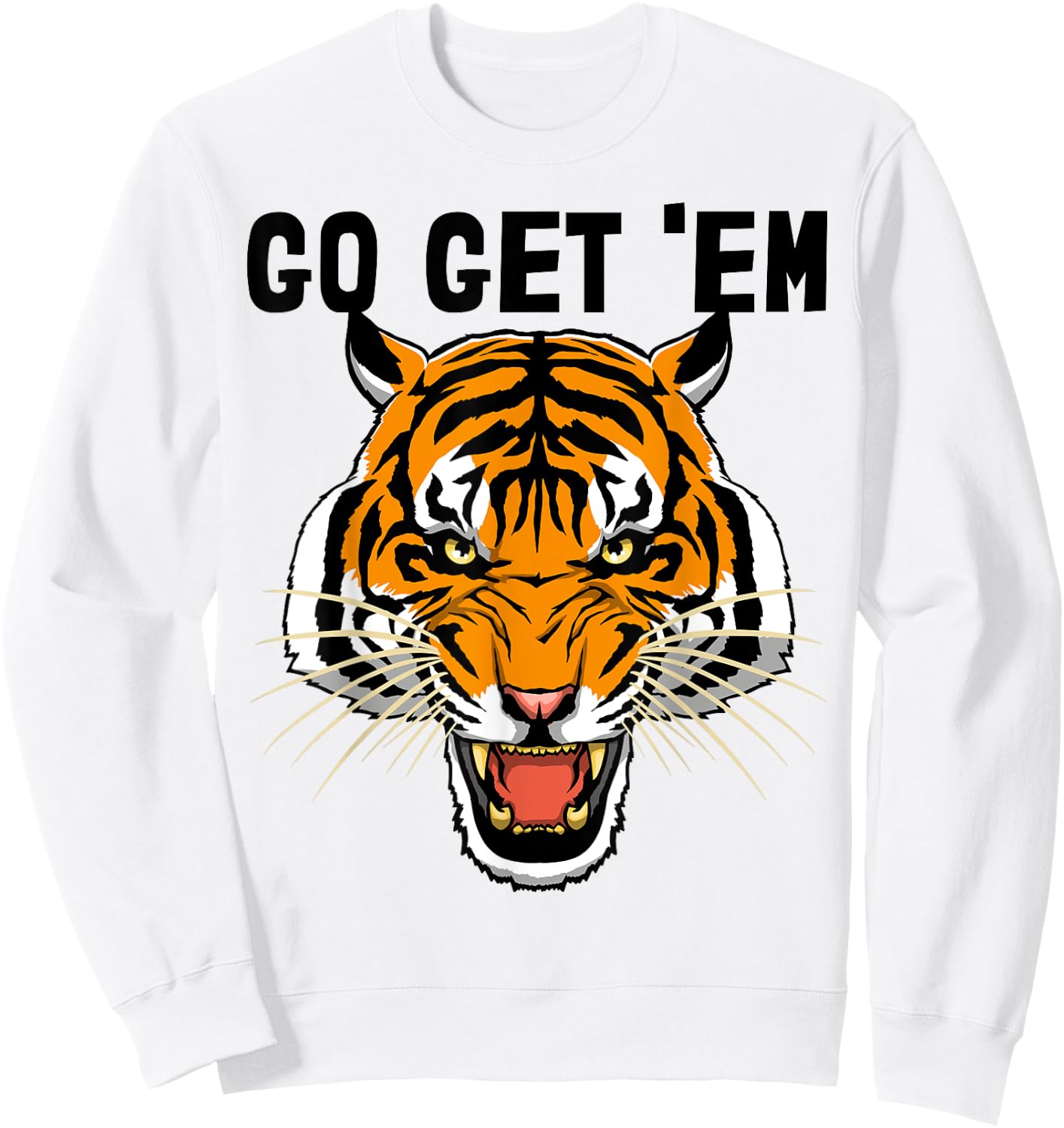 Go Get Em Shirt Roaring Tiger Men's Tiger Face Sweatshirt - Sweatshirt | White