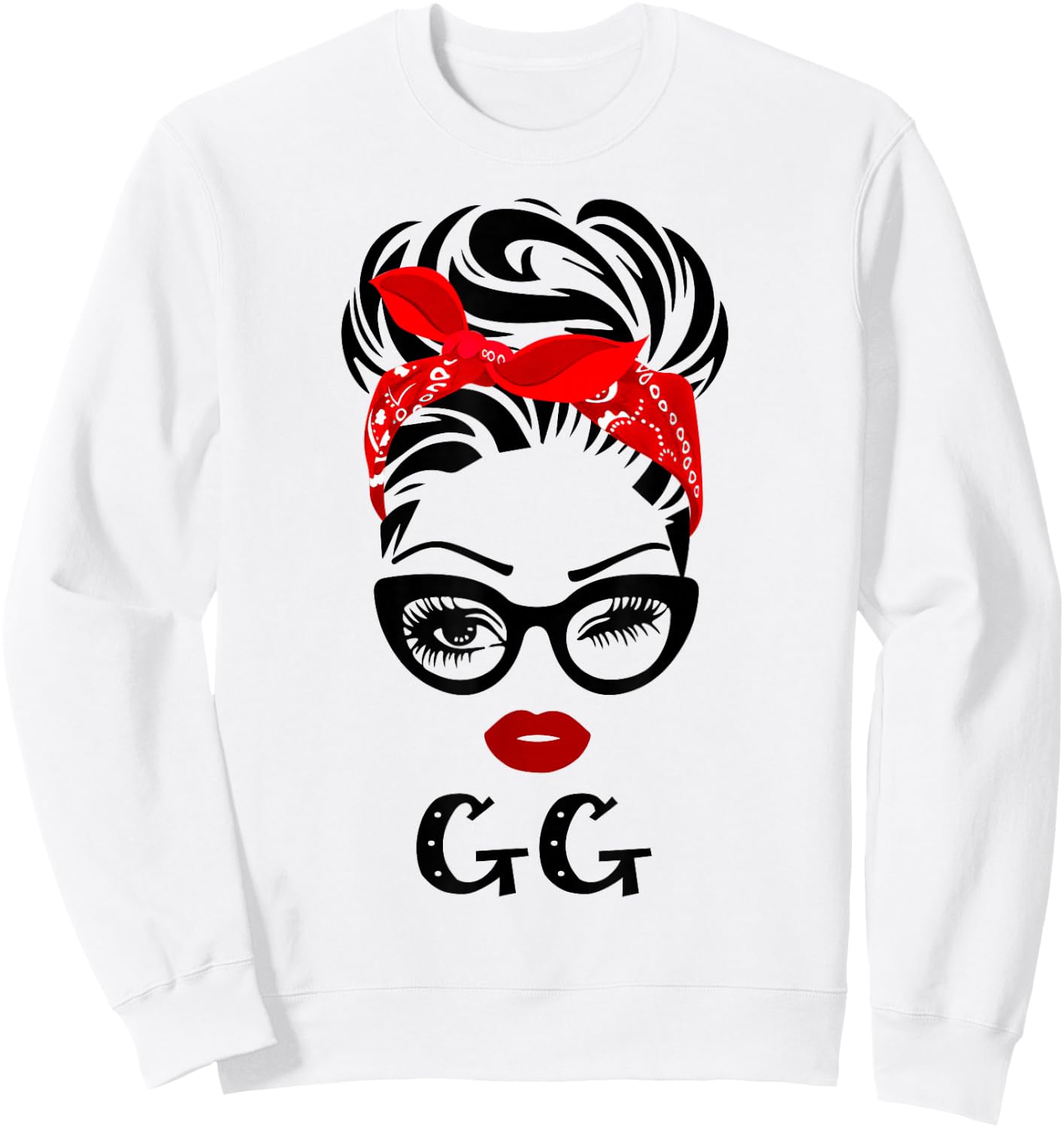 GG Wink Eye Woman Face Gift GG Grandma Sweatshirt - Sweatshirt | White