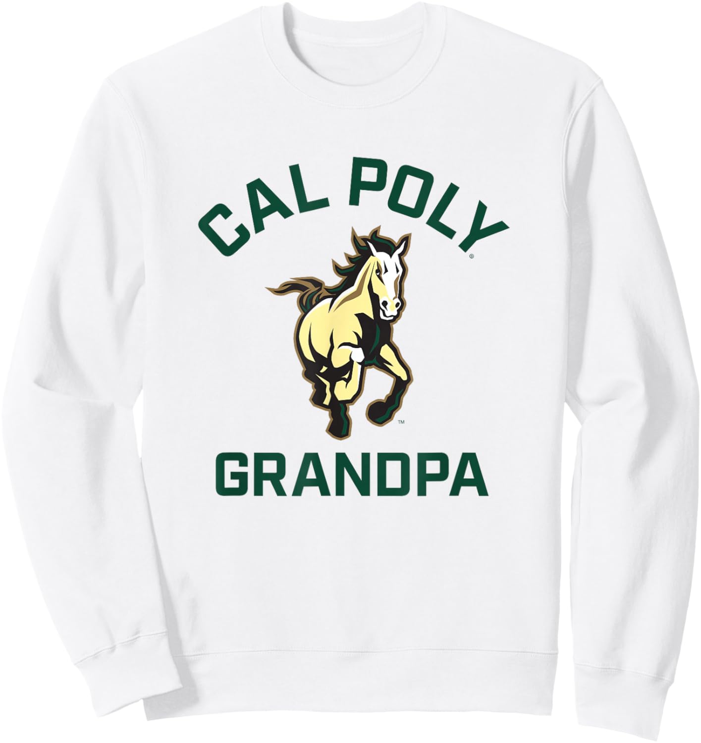 Cal Poly Mustangs Arched Grandpa Sweatshirt - Sweatshirt | White