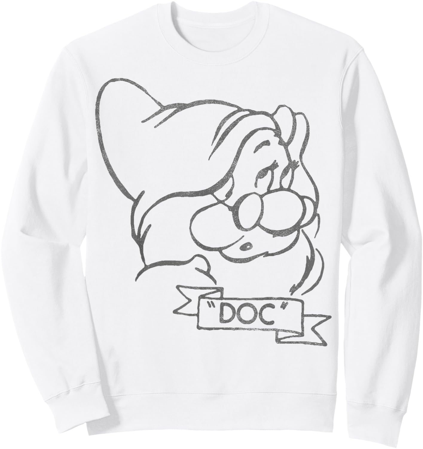 Disney Snow White Doc Line Art Big Face Sweatshirt - Sweatshirt | White