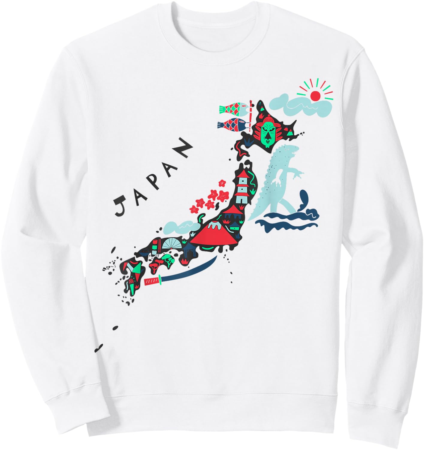 Travel Asia Japan Map Tokyo Japanese Vacation Souvenir Sweatshirt - Sweatshirt | White