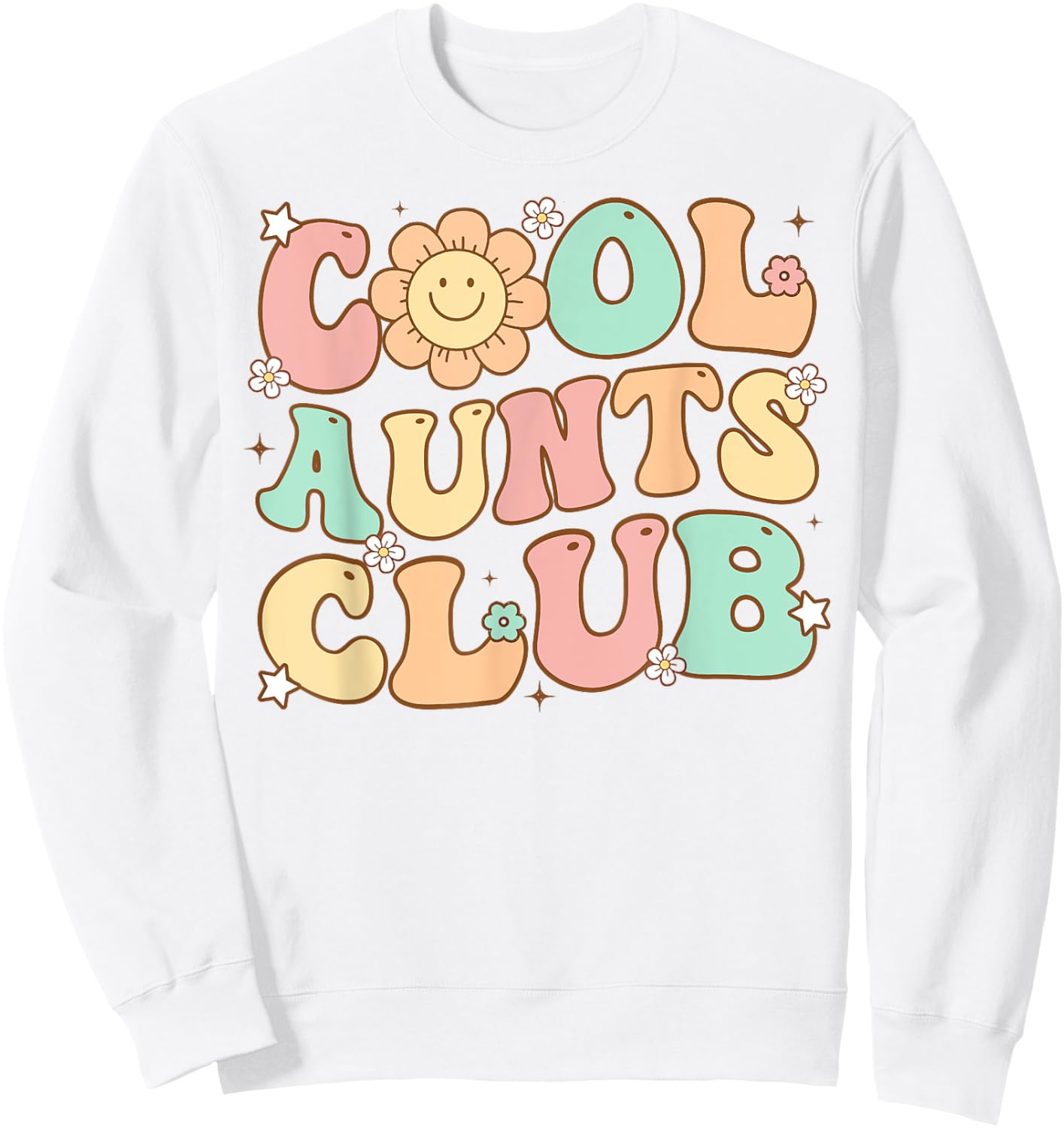 Groovy Retro Cool Aunts Club Auntie Daisy Smile Happy Face Sweatshirt - Sweatshirt | White