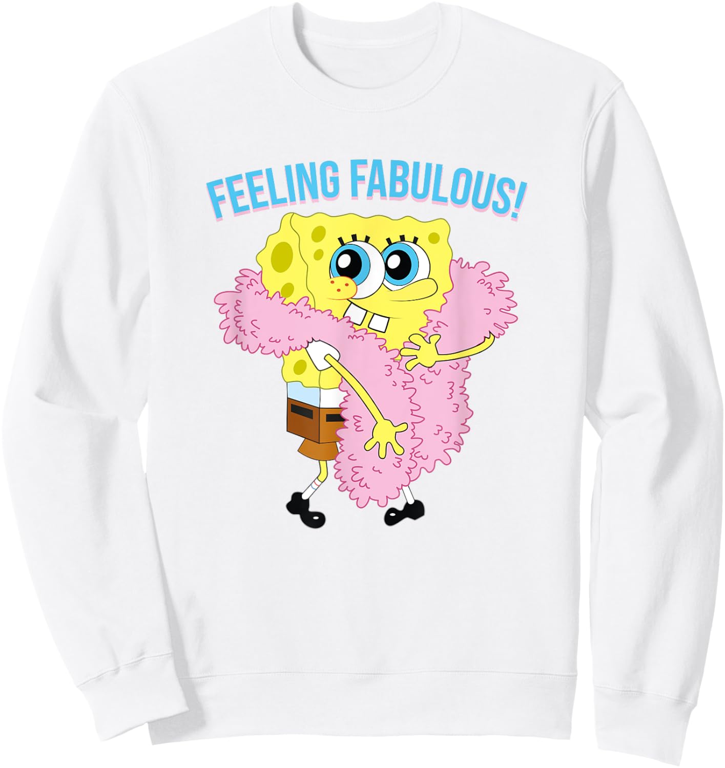 Mademark x SpongeBob SquarePants - SpongeBob in Feather Boa - Feeling Fabulous! Sweatshirt - Sweatshirt | White