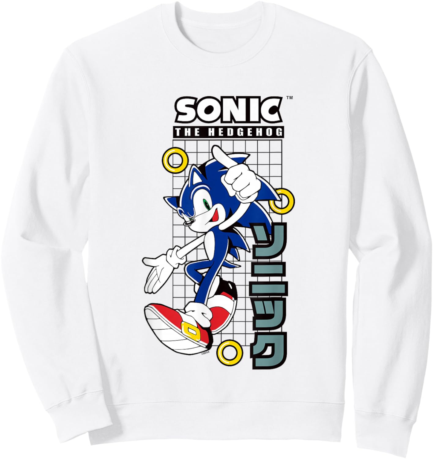Sonic The Hedgehog Vintage Kanji Action Poster Sweatshirt - Sweatshirt | White