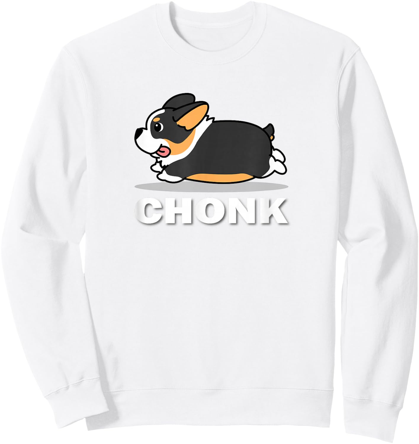 Funny Kids Kawaii Fat Chonk Black Tricolor Corgi Dog Lover Sweatshirt - Sweatshirt | White
