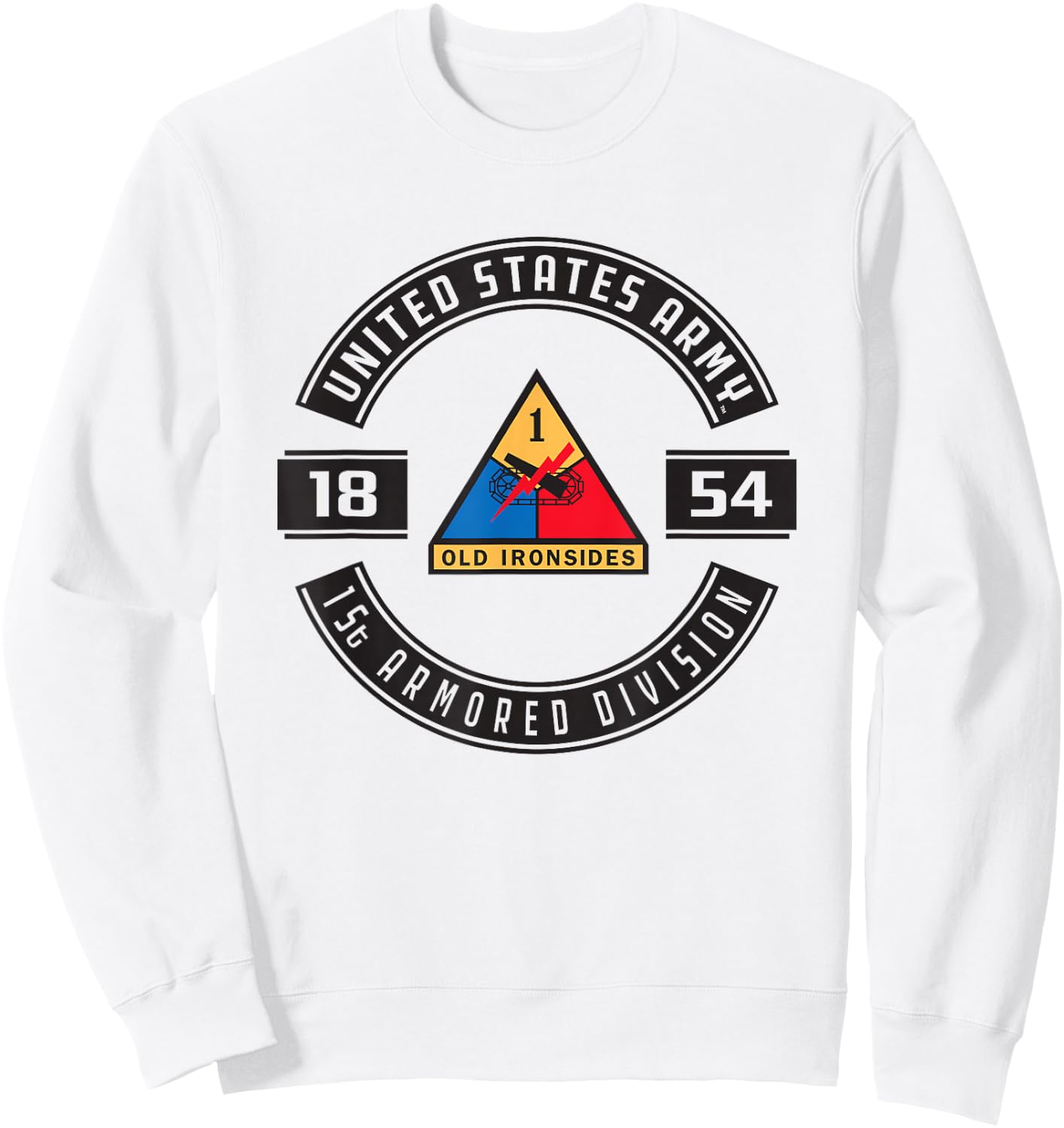 United States Army 1st Armored Division Military Ironsides Sweatshirt - Sweatshirt | White