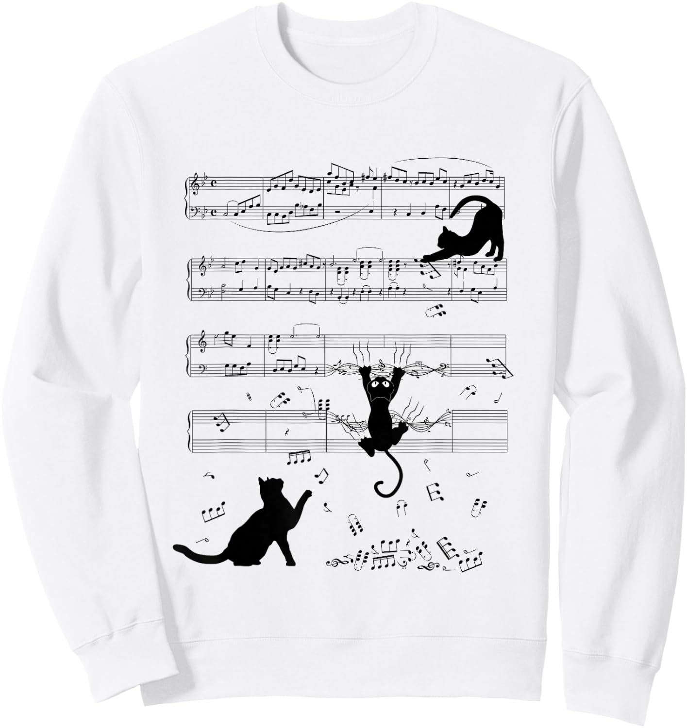Cute Cats Playing With Sheet Music Teacher Music Society Sweatshirt - Sweatshirt | White