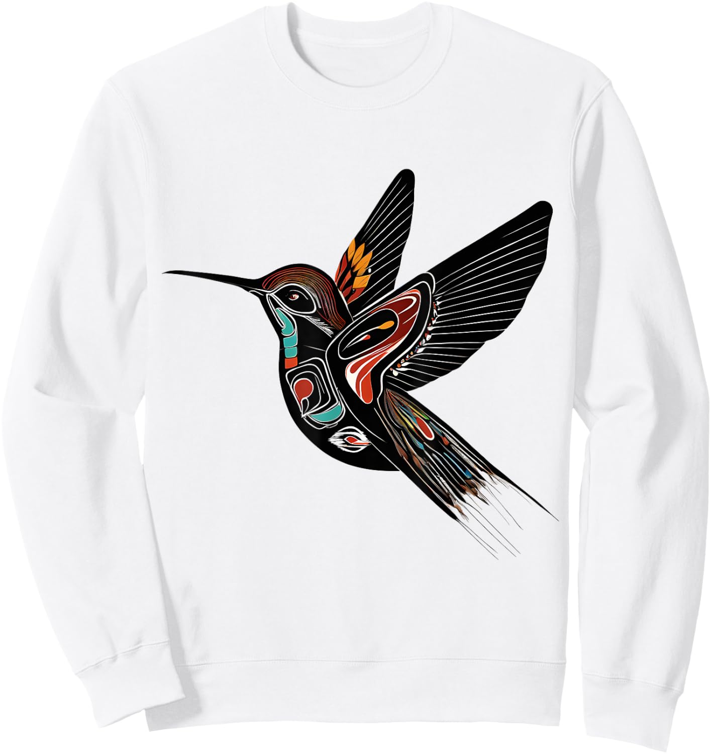 Native American Art - BIRD - Traditional Style Animal Sweatshirt - Sweatshirt | White