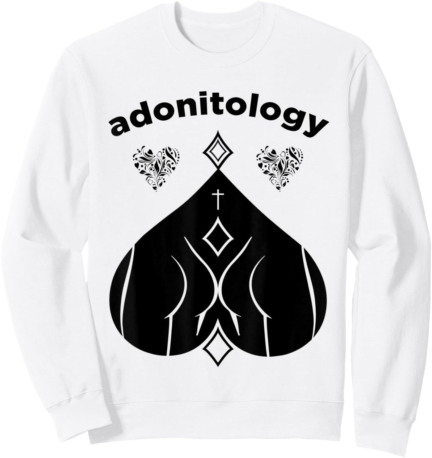 Adonitology Heart Mystic Butt Sacred Geometry Sweatshirt - Sweatshirt | White