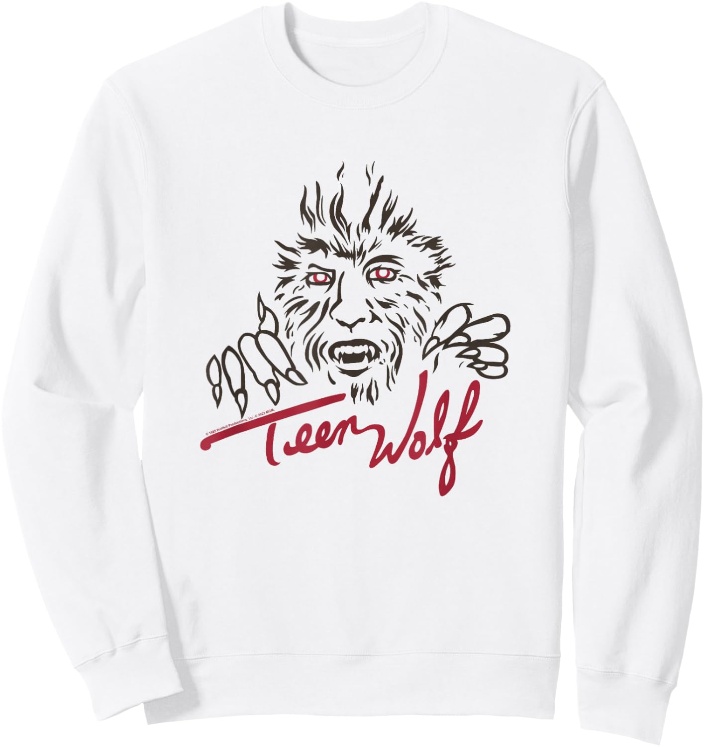 Teen Wolf Retro Vintage Eighties Werewolf Line Art Logo Sweatshirt - Sweatshirt | White