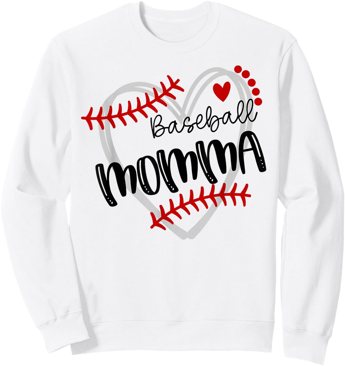 Personalized Baseball Heart Cute Momma Women Baseball Sweatshirt - Sweatshirt | White