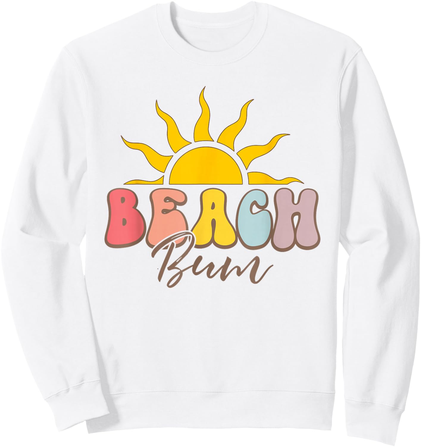 Groovy Beach Bum Summer Vacation Vibes Sunset Women Girls Sweatshirt - Sweatshirt | White