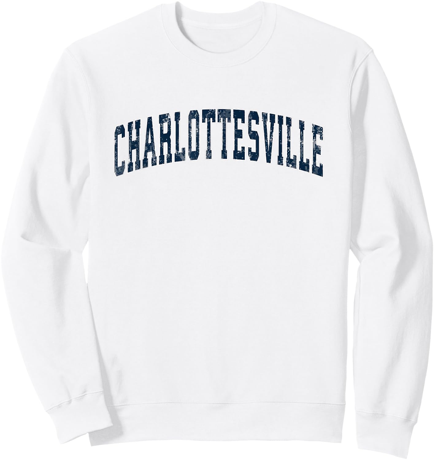 Charlottesville Virginia VA Vintage Sports Design Navy Desig Sweatshirt - Sweatshirt | White