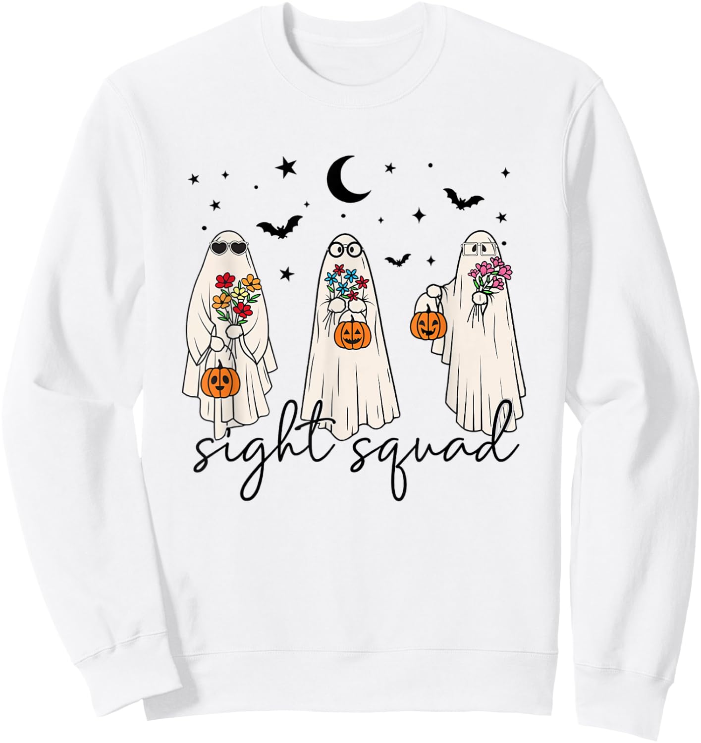 Optometry Halloween Cute Ghosts Sight Squad Ophthalmologist Sweatshirt - Sweatshirt | White