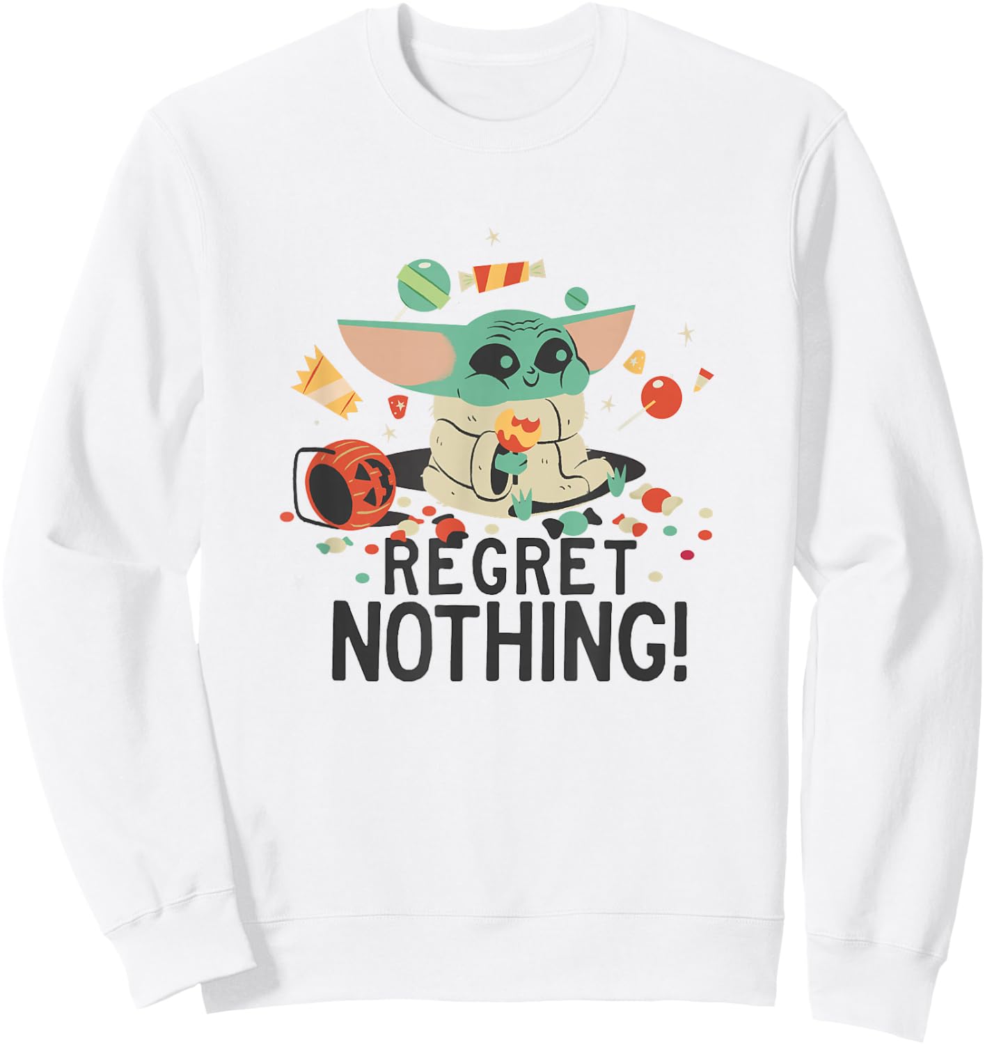Star Wars The Mandalorian Halloween Grogu Regret Nothing! Sweatshirt - Sweatshirt | White