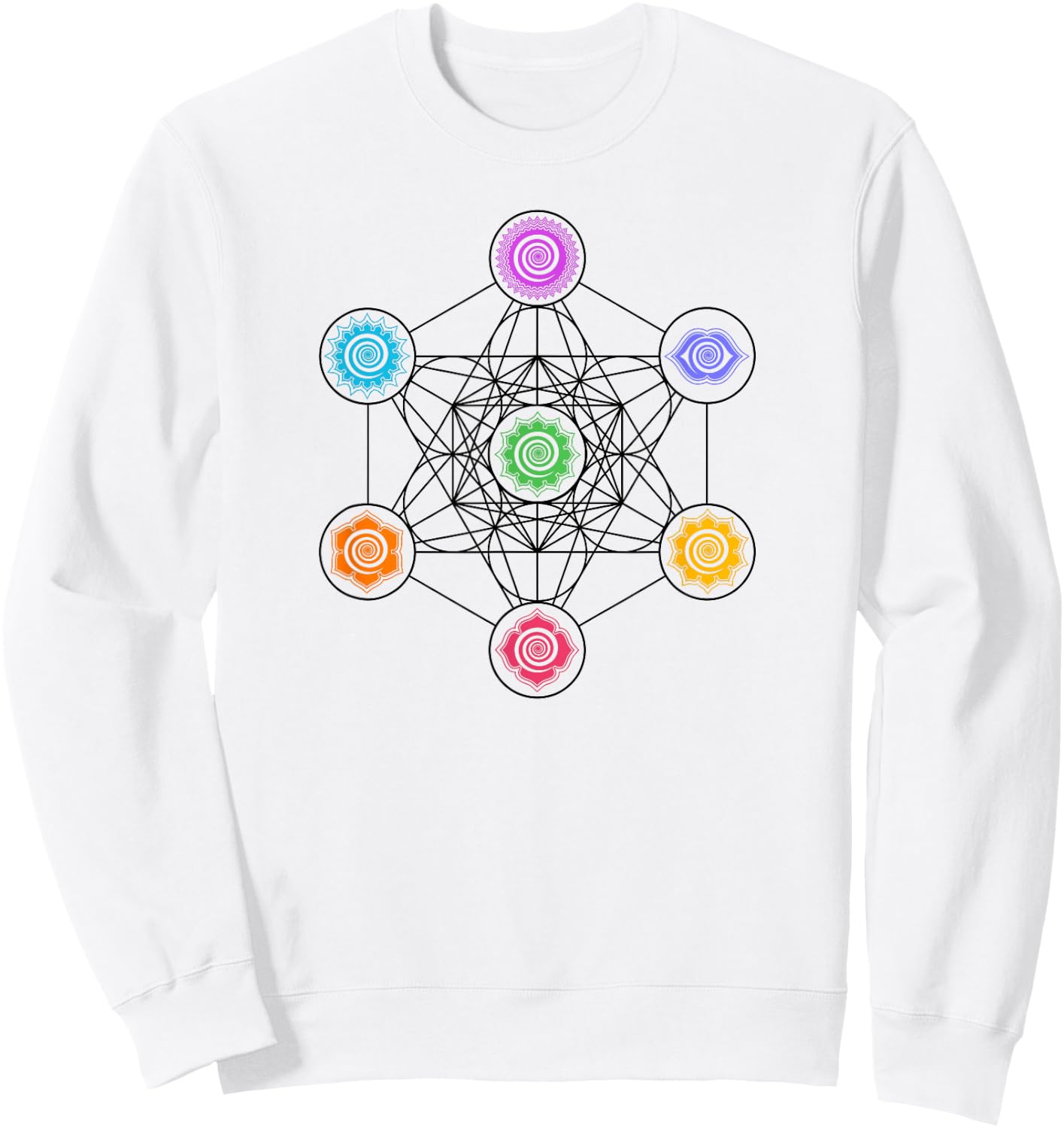 Metatronscube, sacred geometry, chakra, yoga, symbol, 4D Sweatshirt - Sweatshirt | White