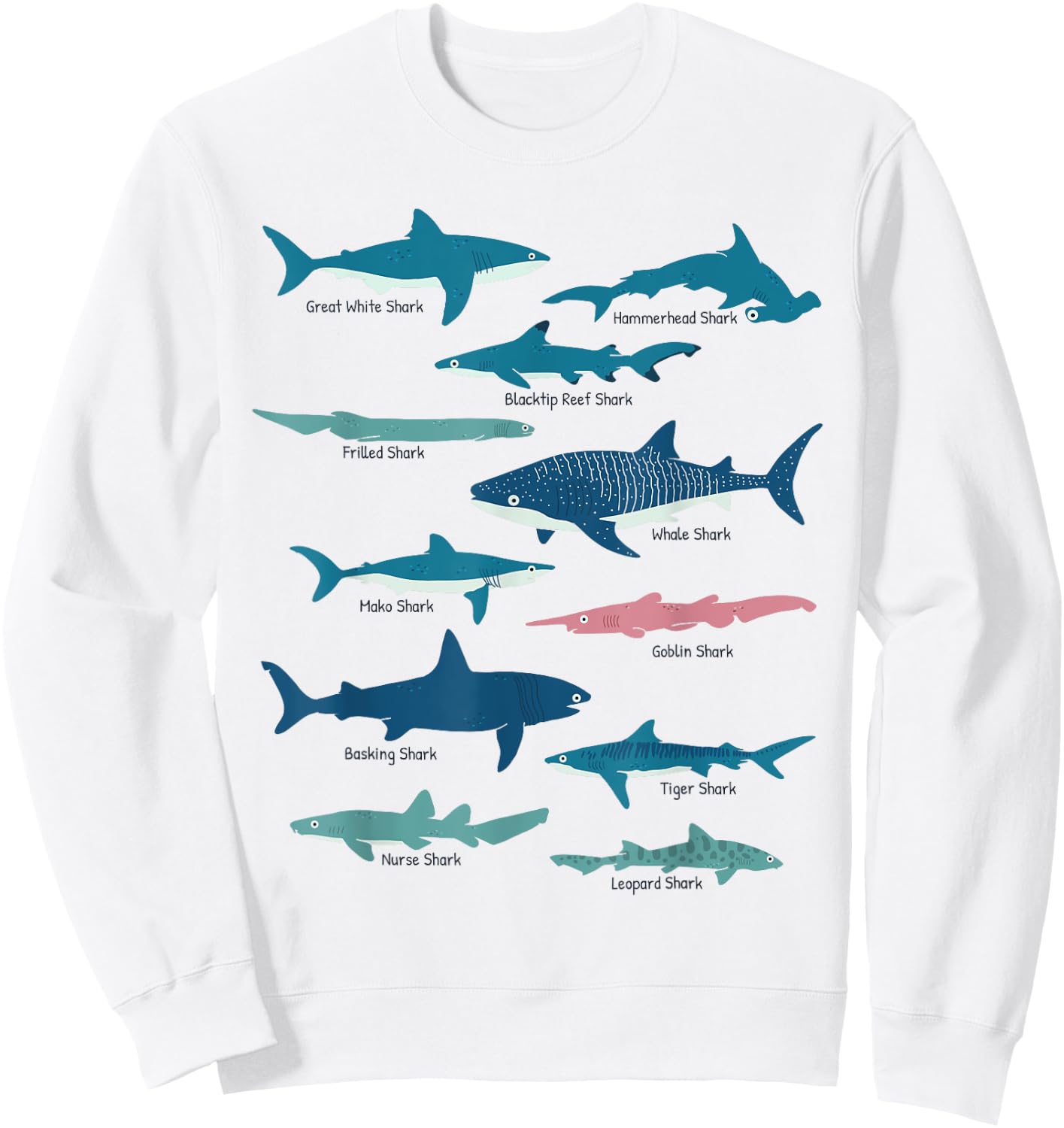 Types Of Sharks Educational Collection Marine Biologists Sweatshirt - Sweatshirt | White