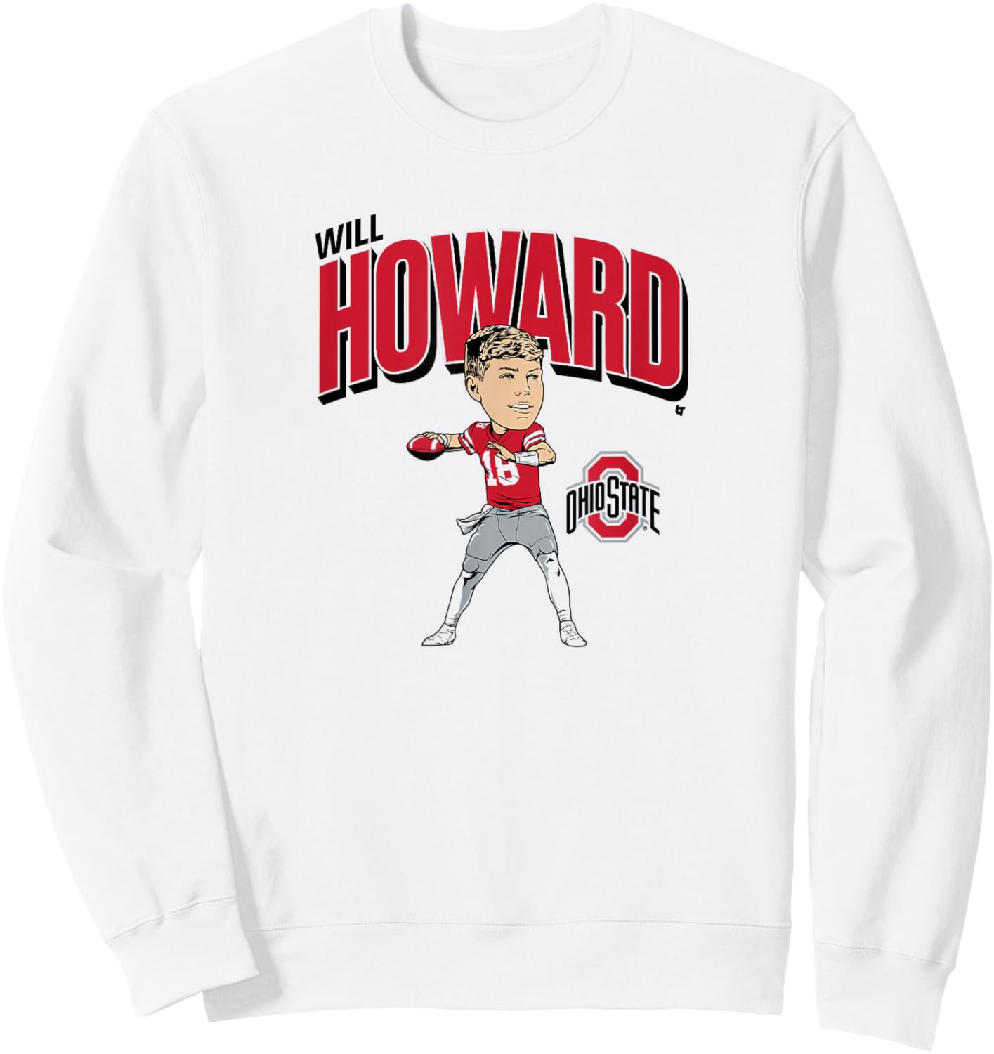 Ohio State Football: Will Howard Caricature Sweatshirt - Sweatshirt | White