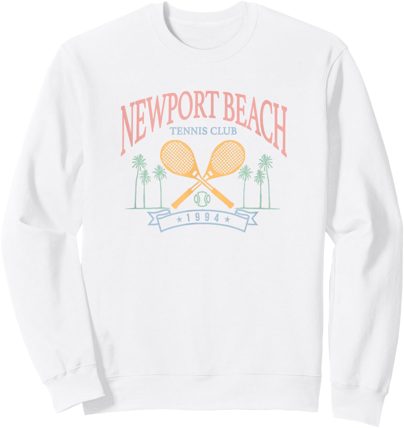 Newport Beach Tennis Club Crossed Racquets Sweatshirt - Sweatshirt | White