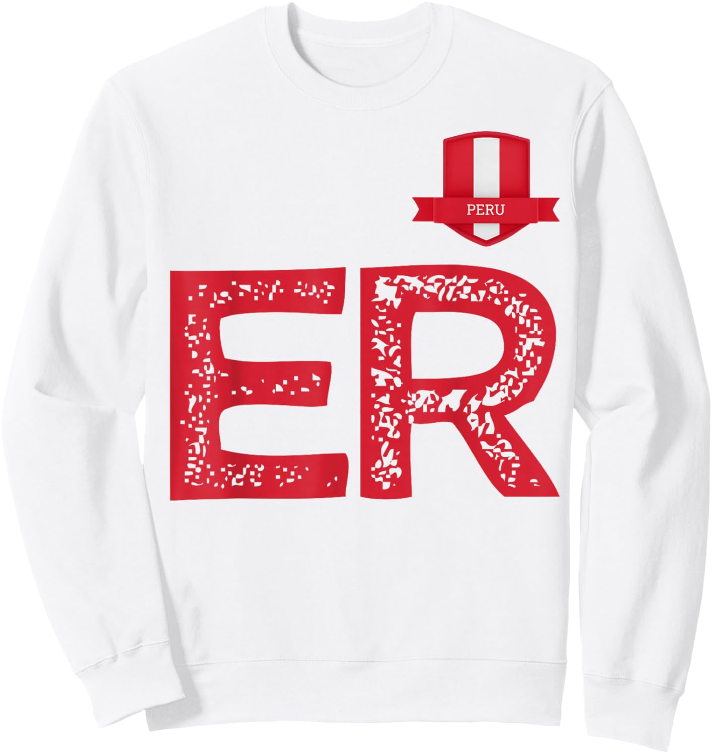 Peru Human Flag Letter E and Letter R Peru Sweatshirt - Sweatshirt | White