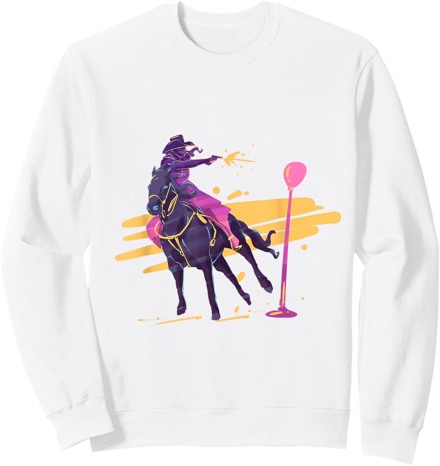 Cowgirl horseback mounted shooting Sweatshirt - Sweatshirt | White