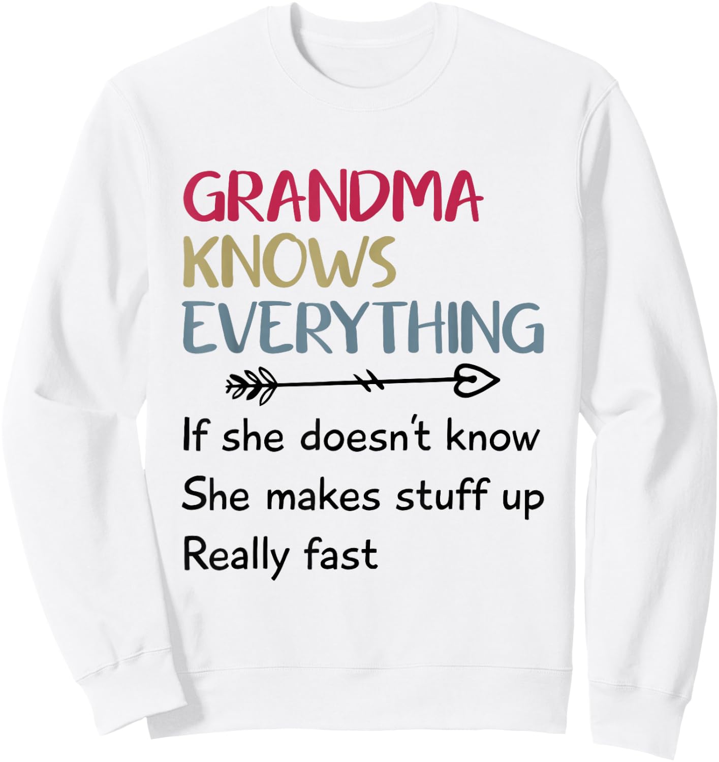 Funny Grandma Knows Everything If She Doesn't Know Sweatshirt - Sweatshirt | White