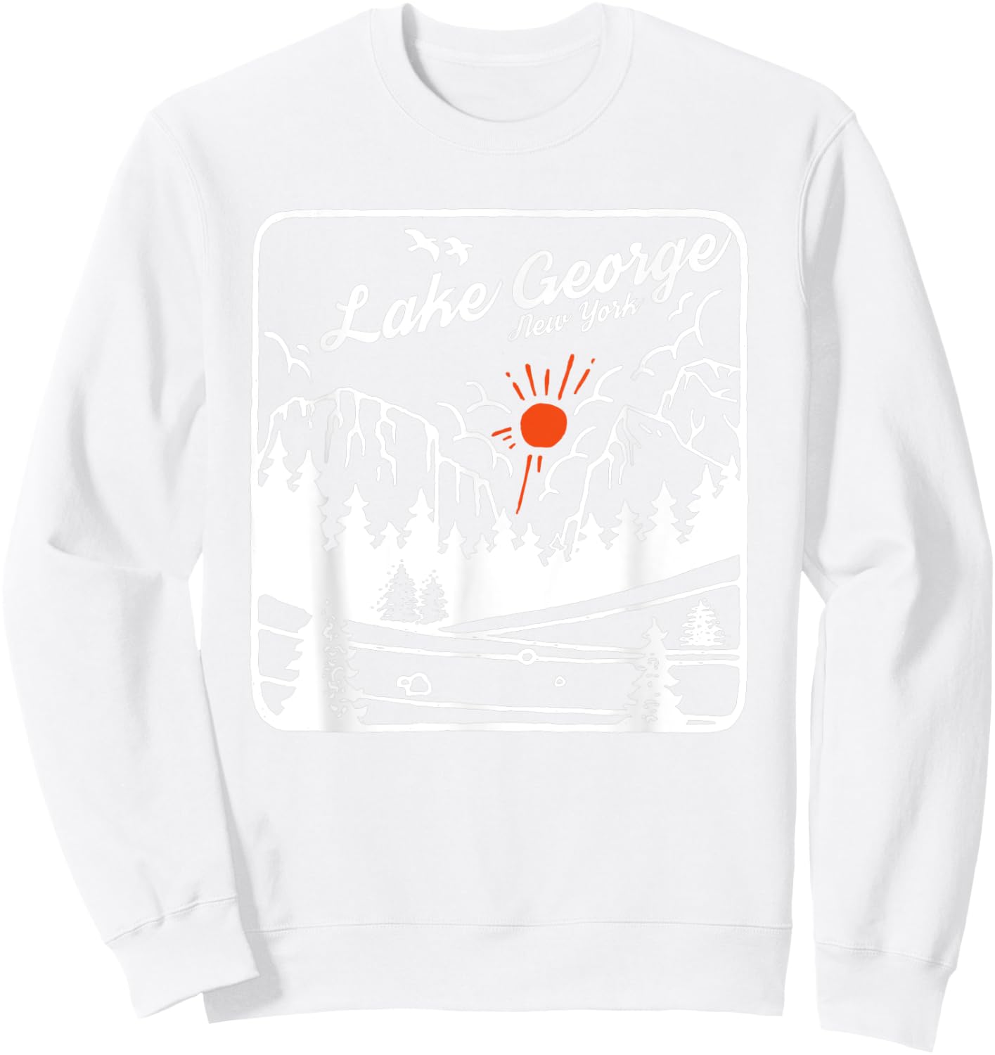 Lake George Souvenir Fishing Vintage Map Gifts New York NY Sweatshirt - Sweatshirt | White