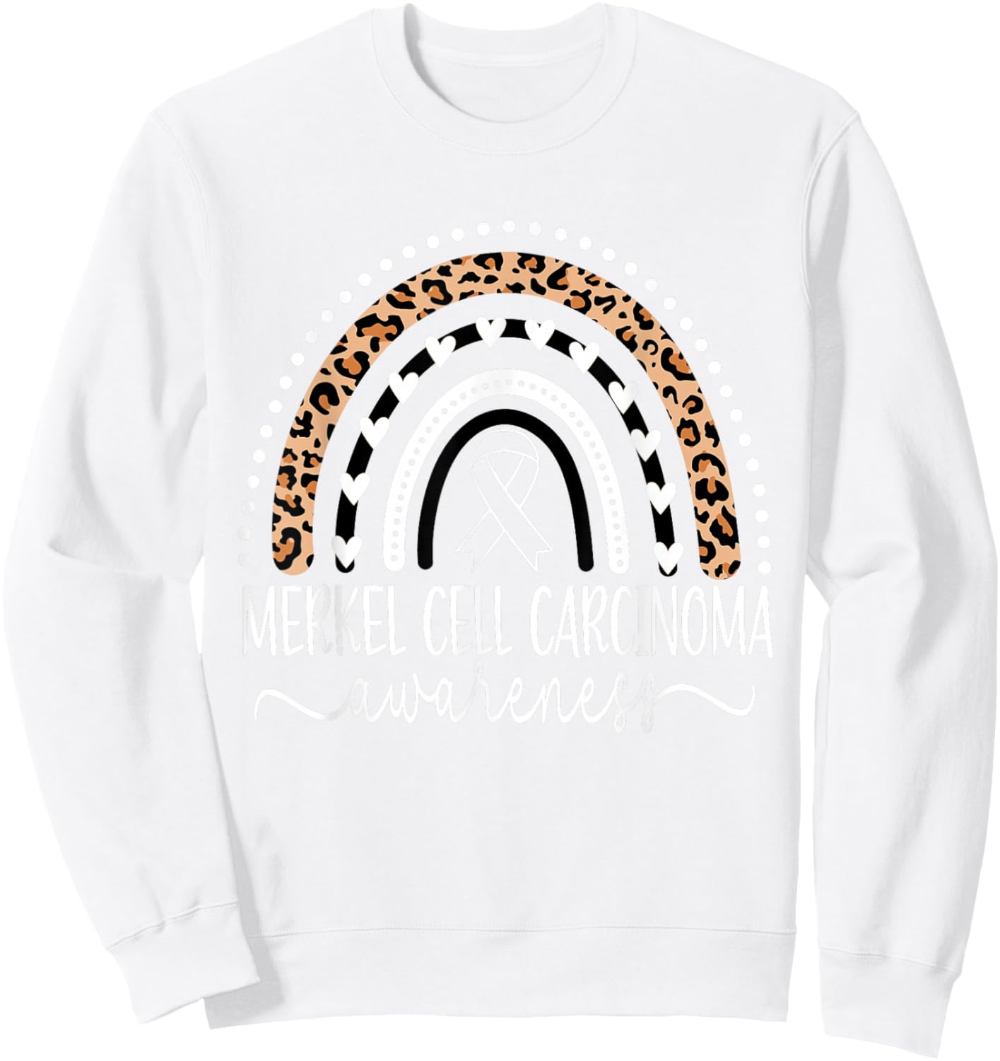 Merkel Cell Carcinoma Awareness Wear Orange Leopard Rainbow Sweatshirt - Sweatshirt | White