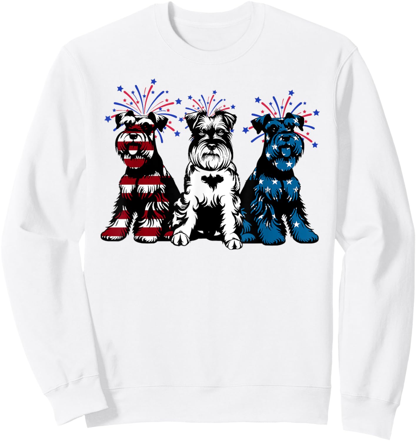 Red White Blue Mini Schnauzer USA Flag Firework 4th Of July Kids Men Sweatshirt - Sweatshirt | White