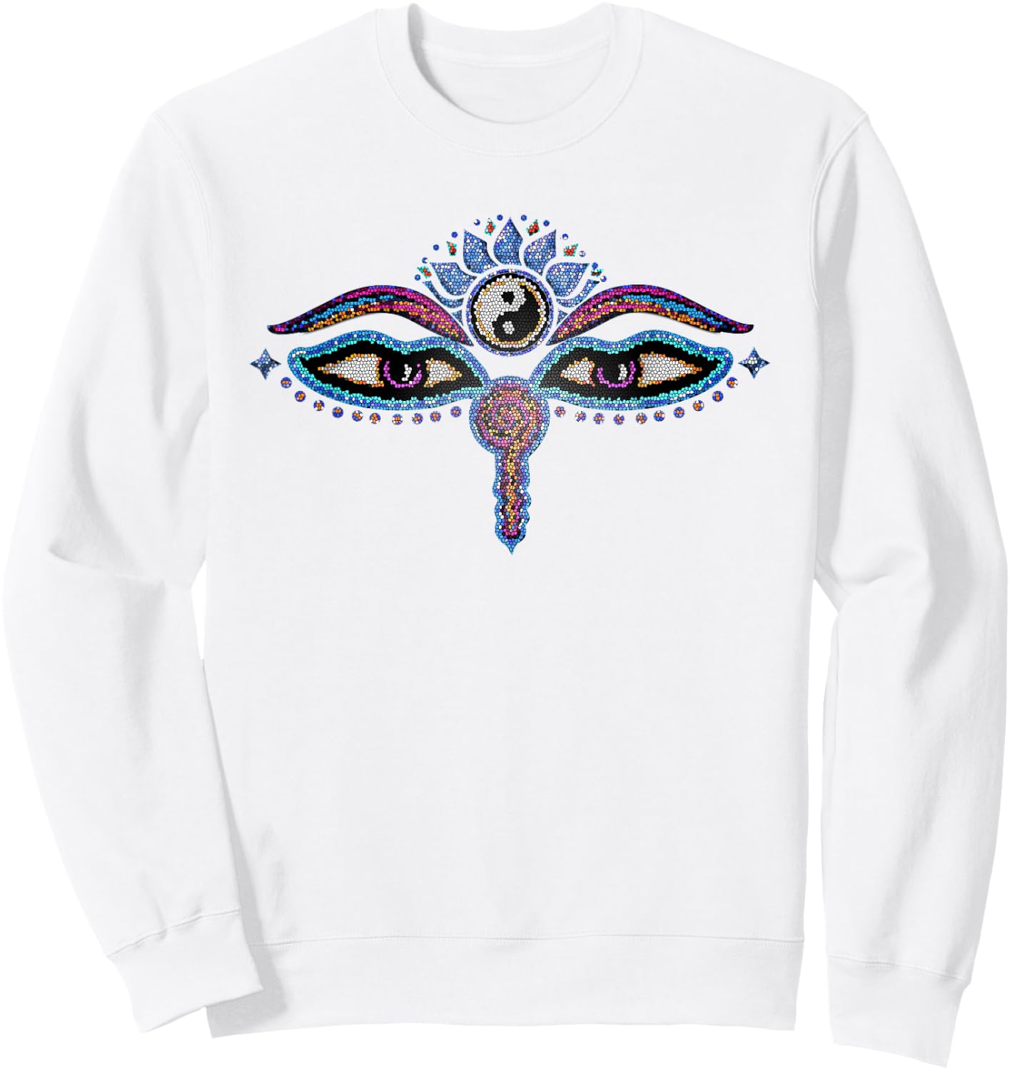 Buddha eyes, buddhism, yin yang, lotus flower, yoga, spirit Sweatshirt - Sweatshirt | White
