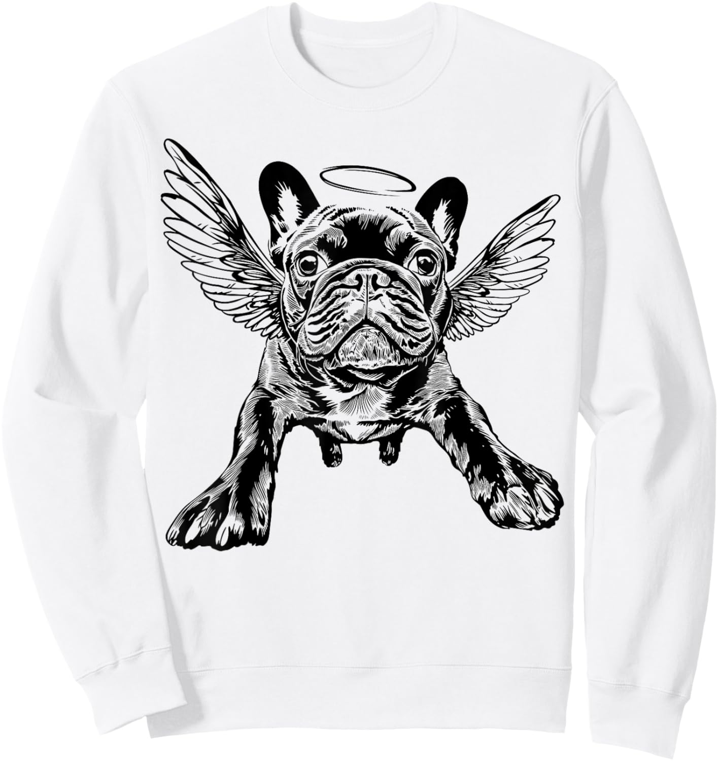 French Bulldog with Wings Cute Frenchie Bulldog Angel Outfit Sweatshirt - Sweatshirt | White